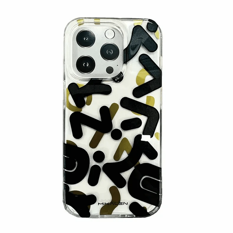 Mikalen Graffiti Letter Print Soft Edge Hard Case for iPhone 15 Pro Max iPhone 15 Pro Max / Black - Ktusu