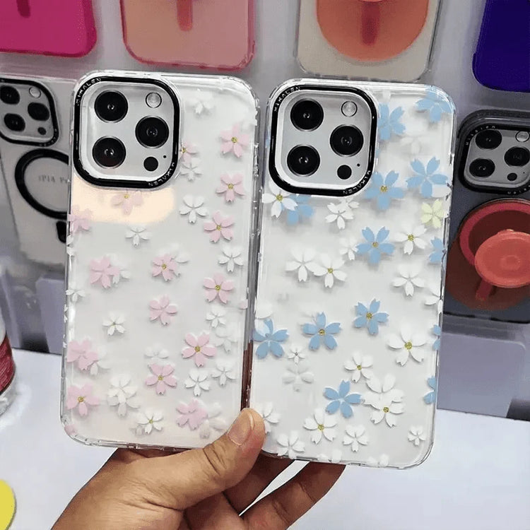 Mikalen Romantic Cherry Blossom Soft Edge Hard Case for iPhone 15 Pro iPhone 15 Pro / Blue - Ktusu