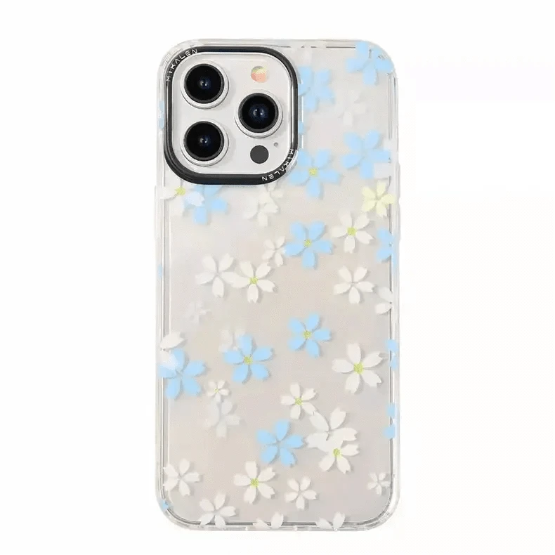 Mikalen Romantic Cherry Blossom Soft Edge Hard Case for iPhone 15 Pro iPhone 15 Pro / Blue - Ktusu