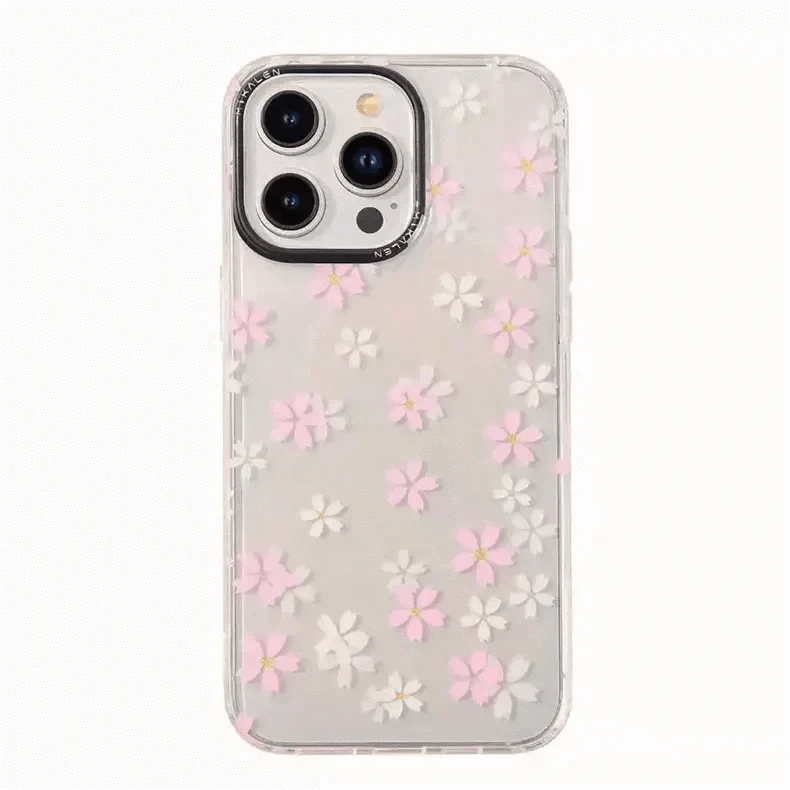 Mikalen Romantic Cherry Blossom Soft Edge Hard Case for iPhone 15 Pro iPhone 15 Pro / Pink - Ktusu