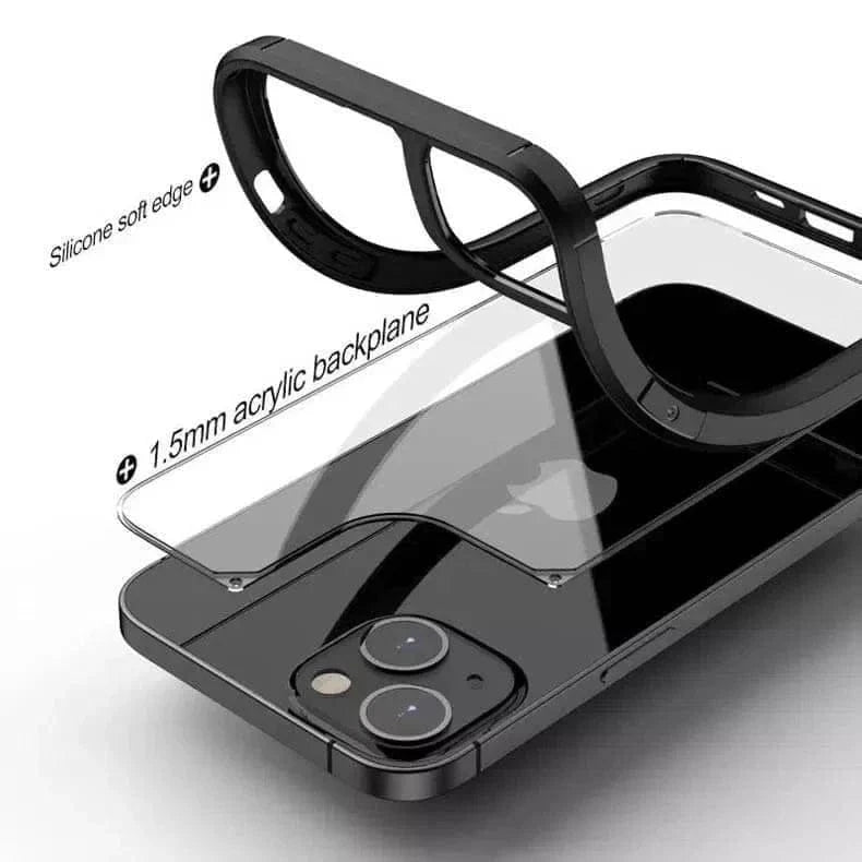 Military Style Clear Hard Case for iPhone 15 iPhone 15 / Black - Ktusu