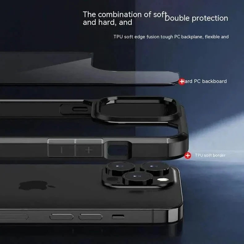 Military Style Clear Hard Case for iPhone 15 iPhone 15 / Black - Ktusu