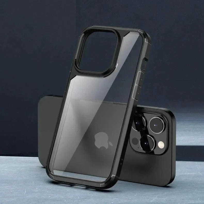 Military Style Clear Hard Case for iPhone 15 iPhone 15 / Black - Ktusu