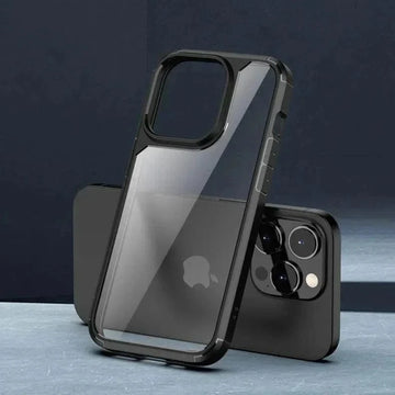Military Style Clear Hard Case for iPhone 15 iPhone 15 / Black - Ktusu