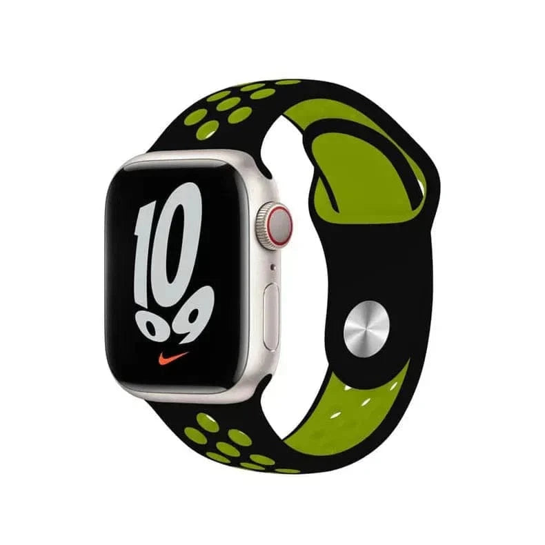Nike Silicone Band for Apple Watch 38 | 40 | 41 | 42mm S10 38 | 40 | 41 | 42mm S10 / Black Neon - Ktusu