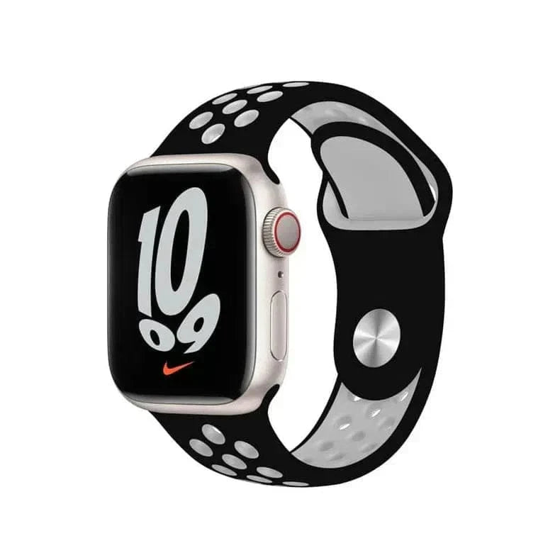 Nike Silicone Band for Apple Watch 38 | 40 | 41 | 42mm S10 38 | 40 | 41 | 42mm S10 / Black White - Ktusu