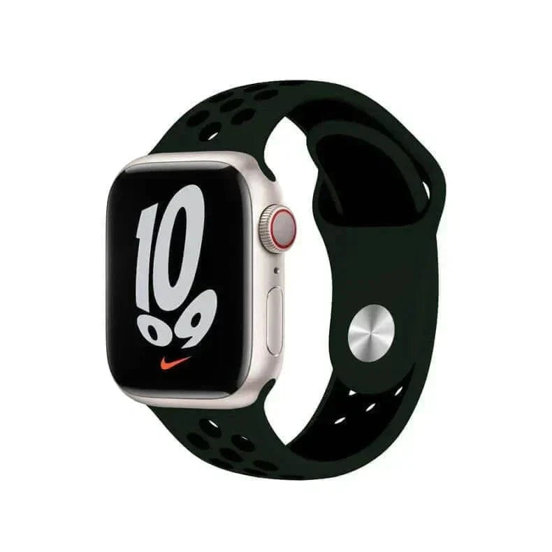 Nike Silicone Band for Apple Watch 38 | 40 | 41 | 42mm S10 38 | 40 | 41 | 42mm S10 / Dark Green Black - Ktusu