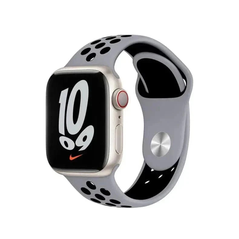 Nike Silicone Band for Apple Watch 38 | 40 | 41 | 42mm S10 38 | 40 | 41 | 42mm S10 / Light Grey Black - Ktusu