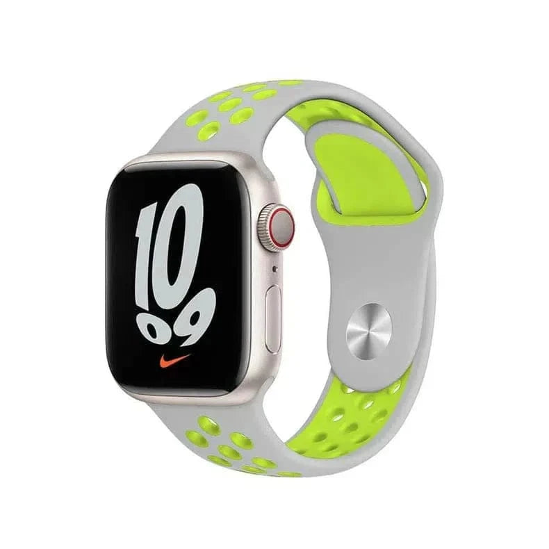 Nike Silicone Band for Apple Watch 38 | 40 | 41 | 42mm S10 38 | 40 | 41 | 42mm S10 / Light Grey Neon - Ktusu