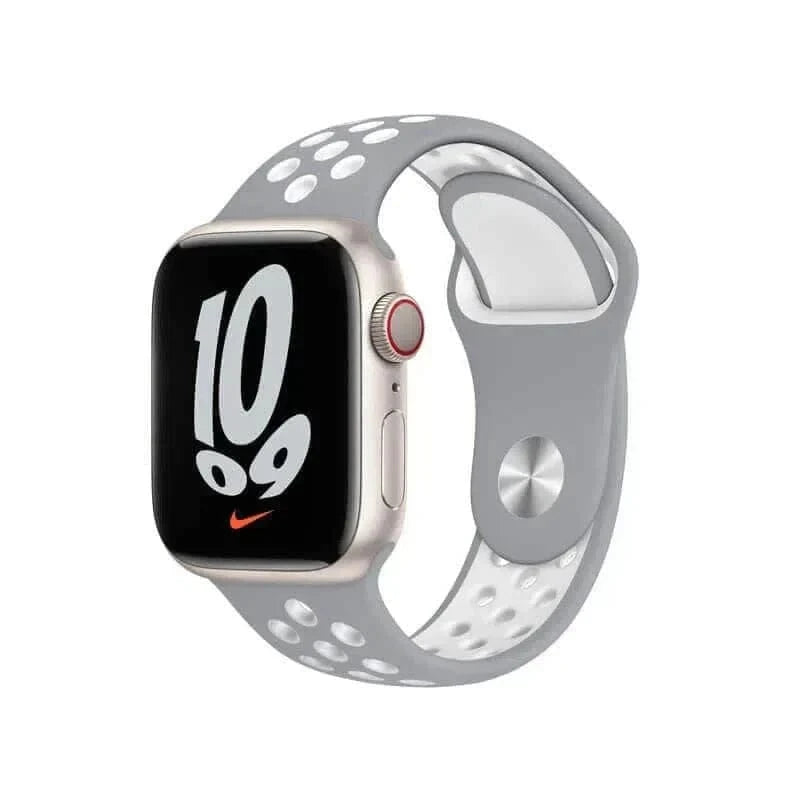 Nike Silicone Band for Apple Watch 38 | 40 | 41 | 42mm S10 38 | 40 | 41 | 42mm S10 / Light Grey White - Ktusu