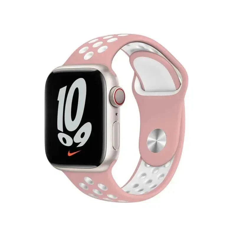 Nike Silicone Band for Apple Watch 42 | 44 | 45 | Ultra 49 | 46mm S10 42 | 44 | 45 | Ultra 49 | 46mm S10 / Baby Pink White - Ktusu