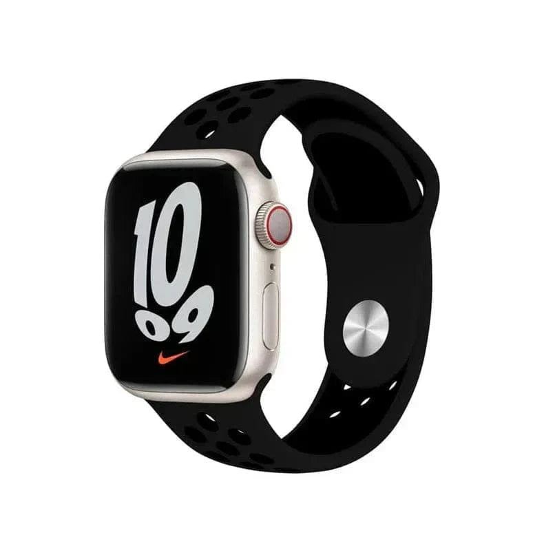 Nike Silicone Band for Apple Watch 42 | 44 | 45 | Ultra 49 | 46mm S10 42 | 44 | 45 | Ultra 49 | 46mm S10 / Black Black - Ktusu