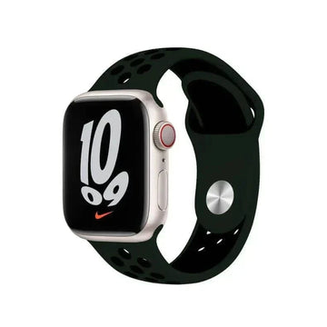 Nike Silicone Band for Apple Watch 42 | 44 | 45 | Ultra 49 | 46mm S10 42 | 44 | 45 | Ultra 49 | 46mm S10 / Dark Green Black - Ktusu