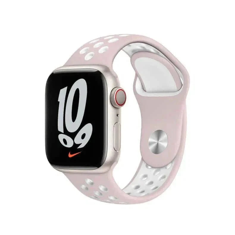 Nike Silicone Band for Apple Watch 42 | 44 | 45 | Ultra 49 | 46mm S10 42 | 44 | 45 | Ultra 49 | 46mm S10 / Light Pink White - Ktusu