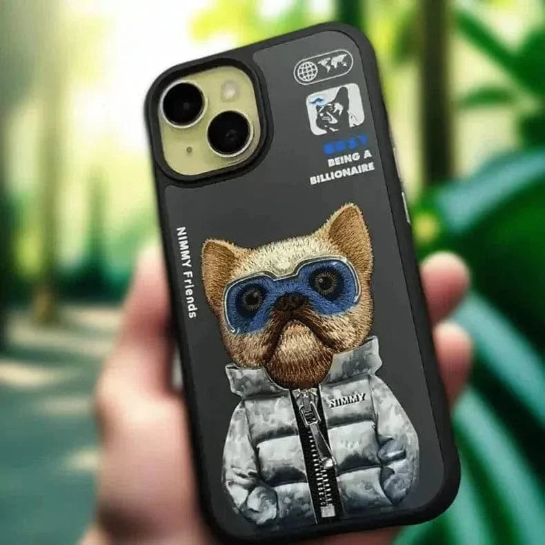 Nimmy 3D Embroided Hard Case for iPhone 16 Pro iPhone 16 Pro / Cat Black - Ktusu