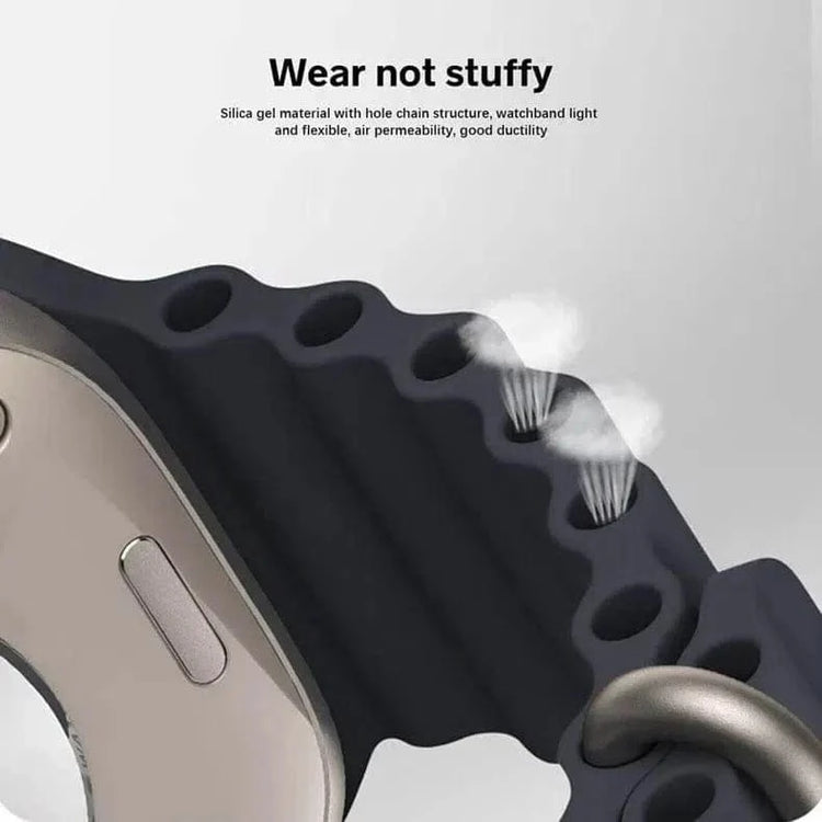 Ocean Silicone Band for Apple Watch 42 | 44 | 45 | Ultra 49 | 46mm S10 42 | 44 | 45 | Ultra 49 | 46mm S10 / Black - Ktusu