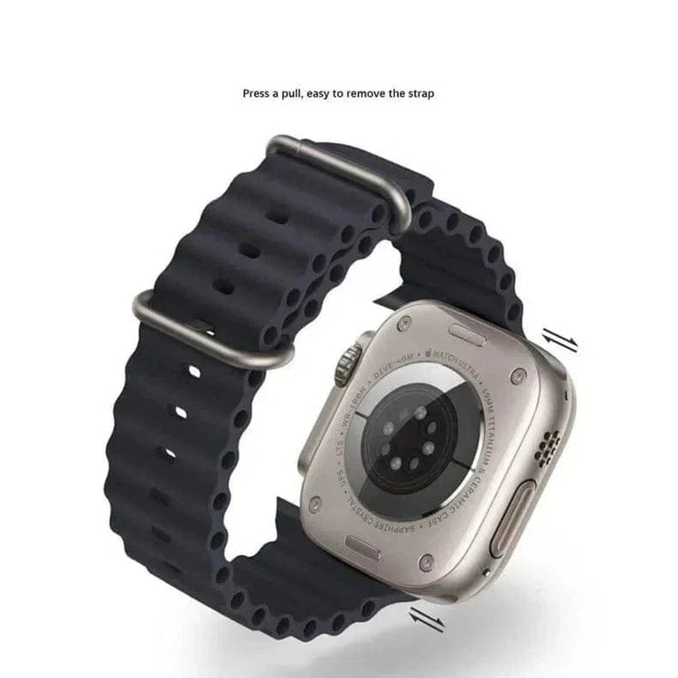 Ocean Silicone Band for Apple Watch 42 | 44 | 45 | Ultra 49 | 46mm S10 42 | 44 | 45 | Ultra 49 | 46mm S10 / Black - Ktusu