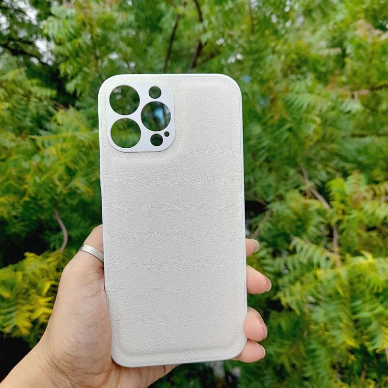 Pebble PU Leather Hard Case for iPhone 12 iPhone 12 / White - Ktusu