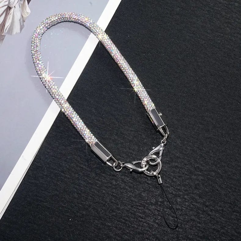 Phone Charm Strap Rhinestone Bling Lanyards Colorfull Silver - Ktusu