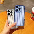 Plating Stripes Camera Protective Lens Clear Case for iPhone 15 - Ktusu