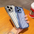 Plating Stripes Camera Protective Lens Clear Case for iPhone 15 - Ktusu