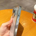 Plating Stripes Camera Protective Lens Clear Case for iPhone 15 - Ktusu