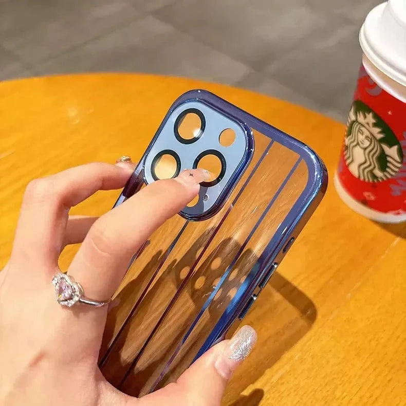 Plating Stripes Camera Protective Lens Clear Case for iPhone 15 - Ktusu