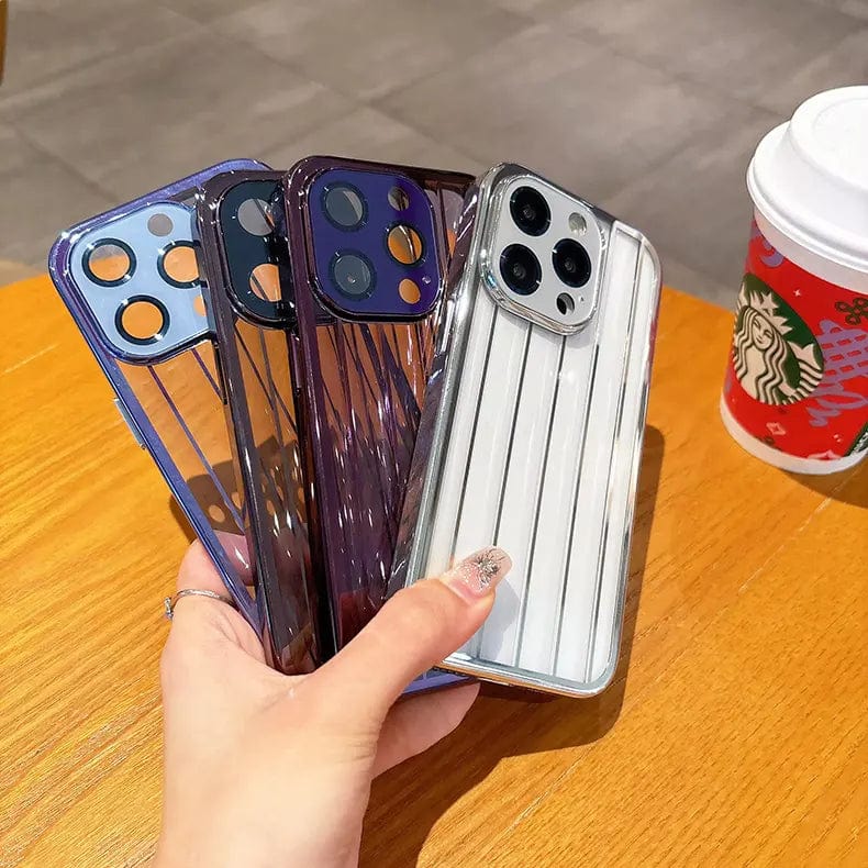 Plating Stripes Camera Protective Lens Clear Case for iPhone 15 Pro - Ktusu