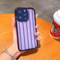 Plating Stripes Camera Protective Lens Clear Case for iPhone 15 Pro Max - Ktusu