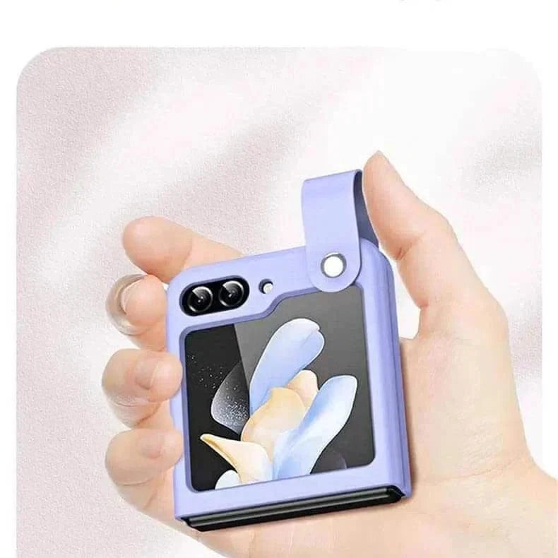 PU Leather Hand Strap Matte Hard Case for Samsung Z Flip5 - Ktusu