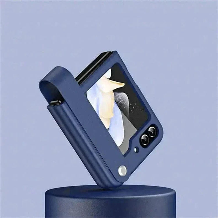 PU Leather Hand Strap Matte Hard Case for Samsung Z Flip5 Samsung Z Flip5 / Black - Ktusu