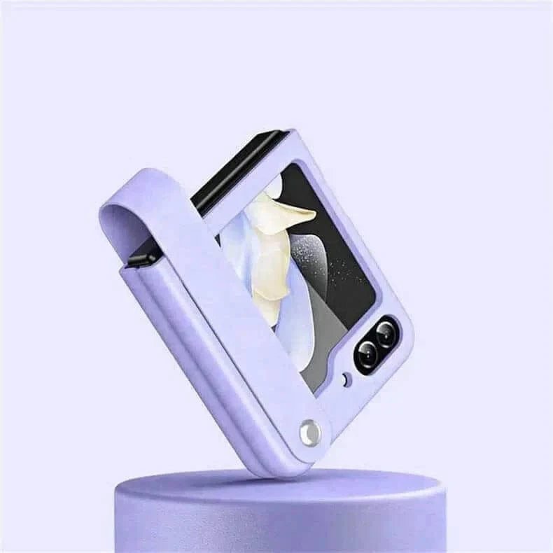 PU Leather Hand Strap Matte Hard Case for Samsung Z Flip5 Samsung Z Flip5 / Lavender - Ktusu