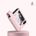 PU Leather Hand Strap Matte Hard Case for Samsung Z Flip5 Samsung Z Flip5 / Pink - Ktusu