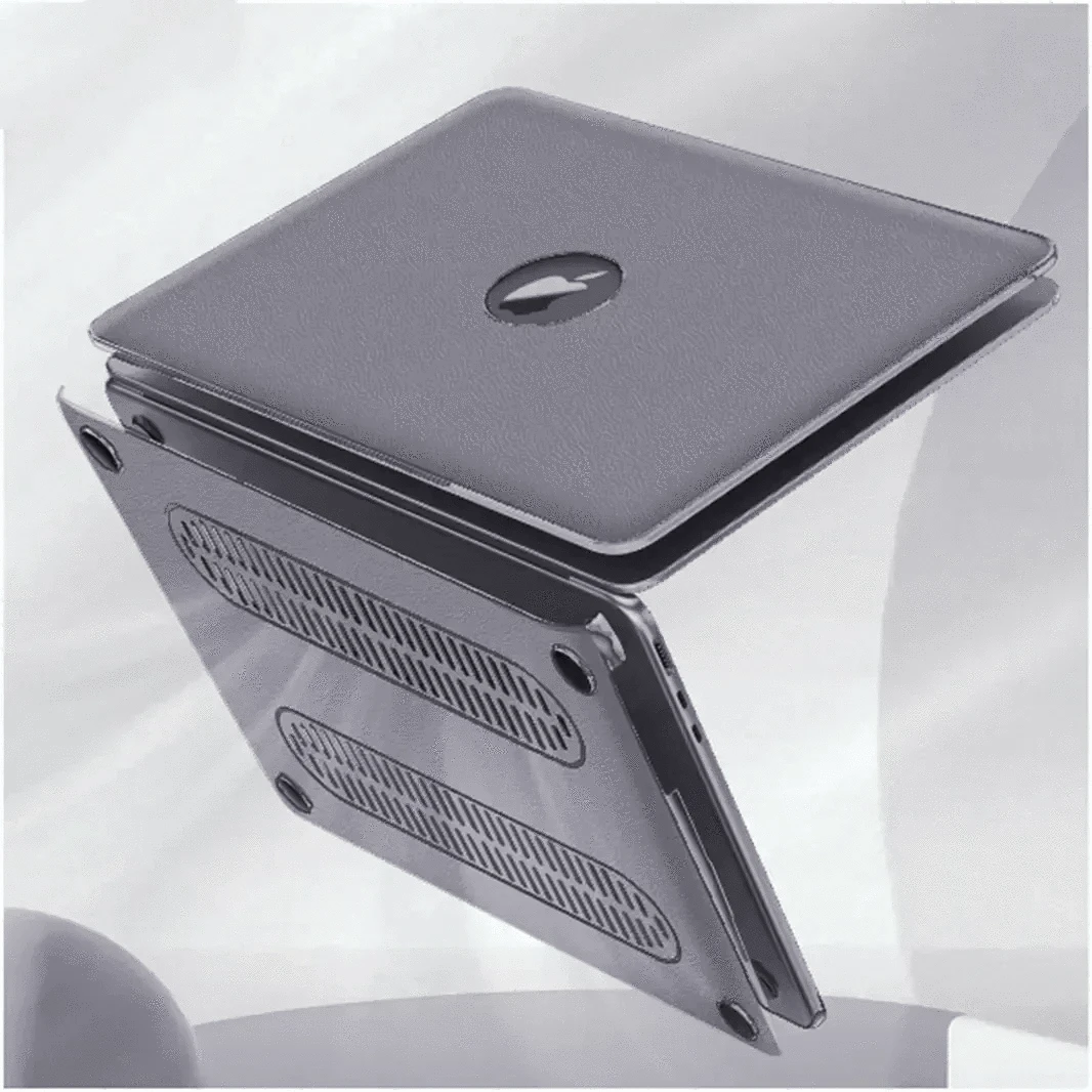 PU Leather Texture Hard Shell Cover for Macbook Air 13 (Late 2018-2019) | 13 (Early 2020) | 13 M1 | 13 M4 (13.3-inch) Air 13 (Late 2018-2019) | 13 (Early 2020) | 13 M1 | 13 M4 (13.3-inch) / Grey - Ktusu