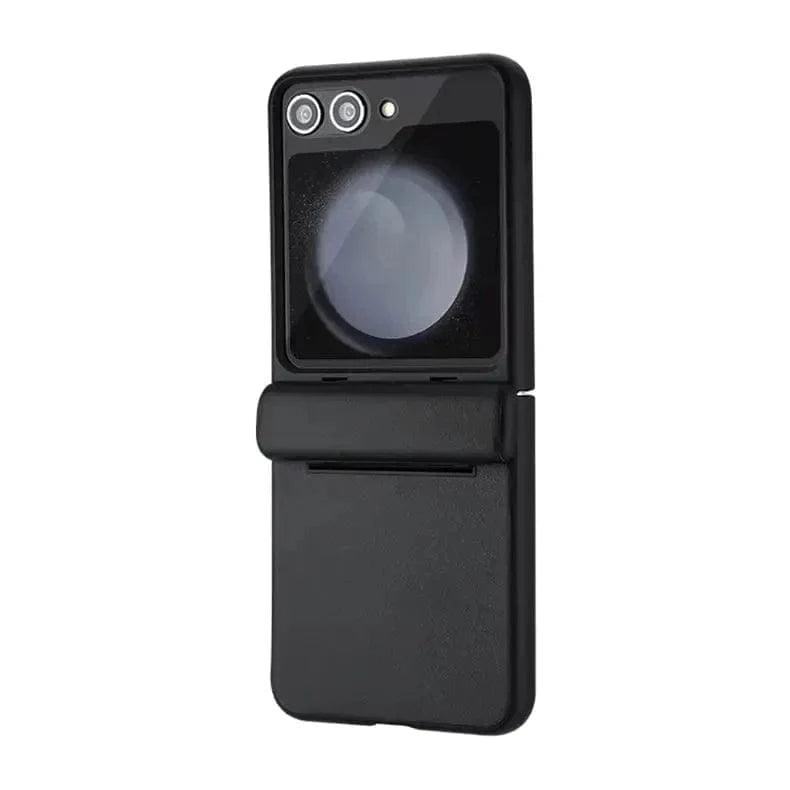 PU Leather with Hinge Protection Case for Samsung Z Flip5 Samsung Z Flip5 / Black - Ktusu