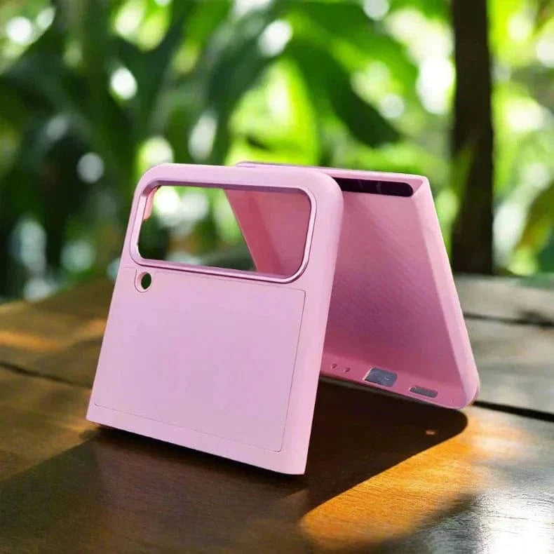 PU Leather with Metal Camera Protection Case for Samsung Z Flip4 Samsung Z Flip4 / Pink - Ktusu