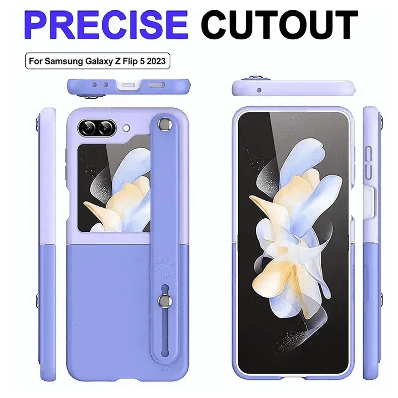 PU Leather Wrist Band Dual Color Case for Samsung Z Flip5 - Ktusu