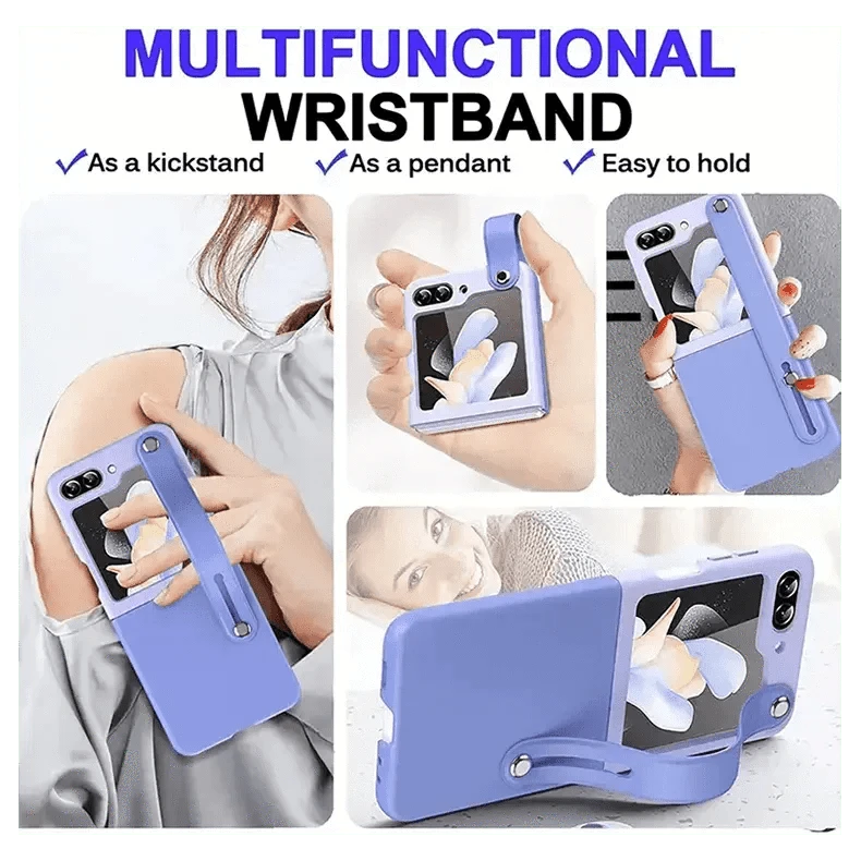 PU Leather Wrist Band Dual Color Case for Samsung Z Flip5 - Ktusu