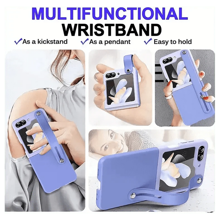 PU Leather Wrist Band Dual Color Case for Samsung Z Flip5 - Ktusu