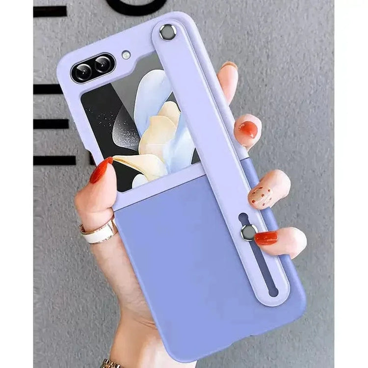 PU Leather Wrist Band Dual Color Case for Samsung Z Flip5 - Ktusu