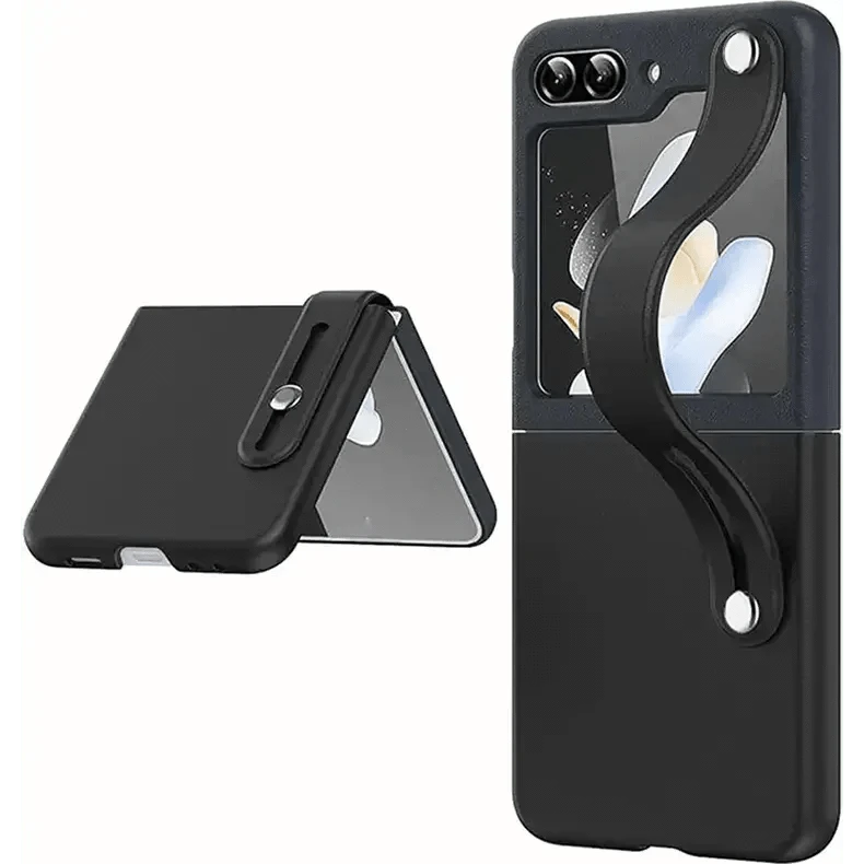 PU Leather Wrist Band Dual Color Case for Samsung Z Flip5 Samsung Z Flip5 / Black Midnight Blue - Ktusu
