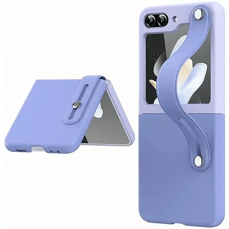 PU Leather Wrist Band Dual Color Case for Samsung Z Flip5 Samsung Z Flip5 / Lavender - Ktusu