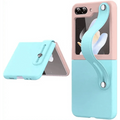 PU Leather Wrist Band Dual Color Case for Samsung Z Flip5 Samsung Z Flip5 / Pink Sky Blue - Ktusu