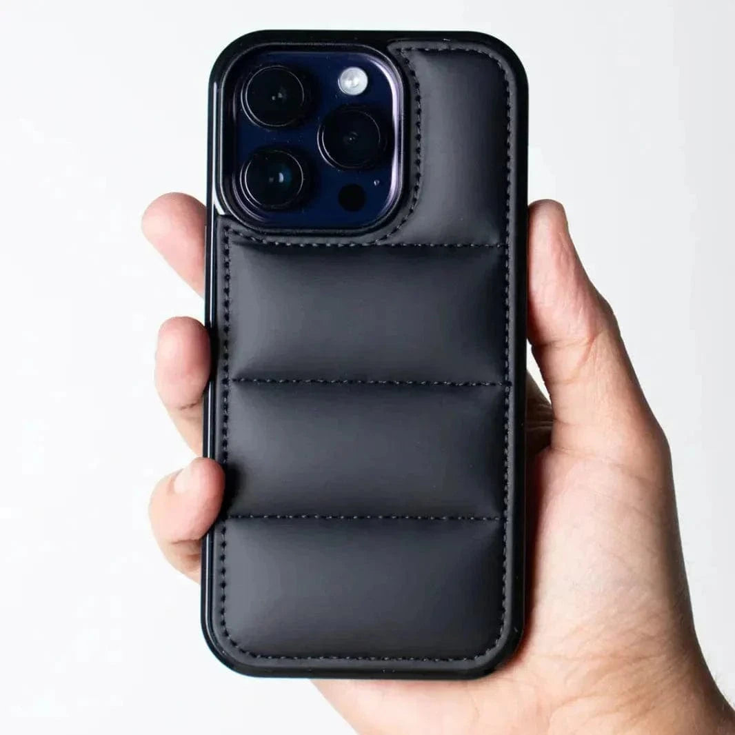 Puffer Pattern Soft TPU Hard Case for iPhone 15 Plus iPhone 15 Plus / Black - Ktusu