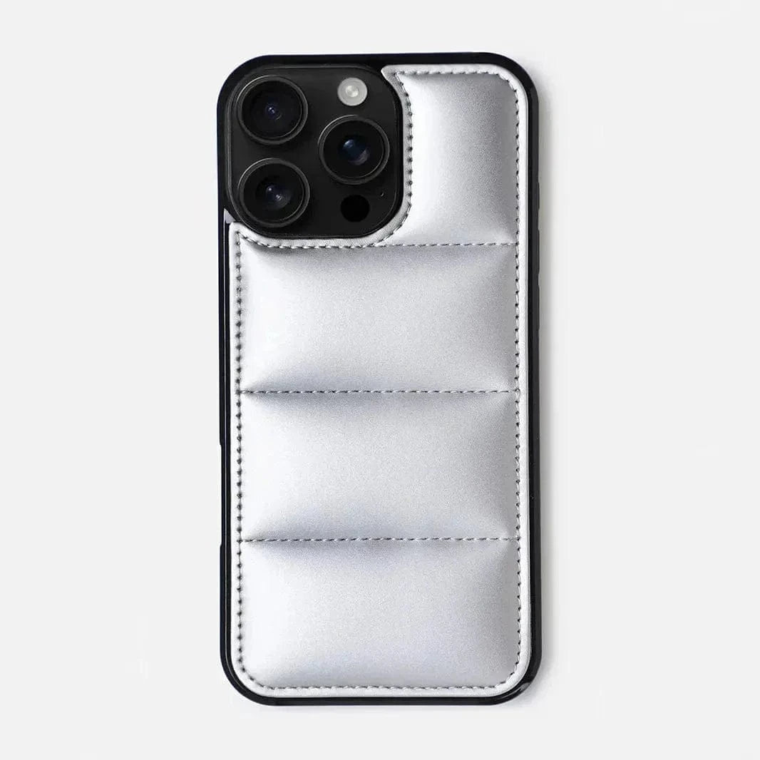 Puffer Pattern Soft TPU Hard Case for iPhone 15 Plus iPhone 15 Plus / Silver - Ktusu
