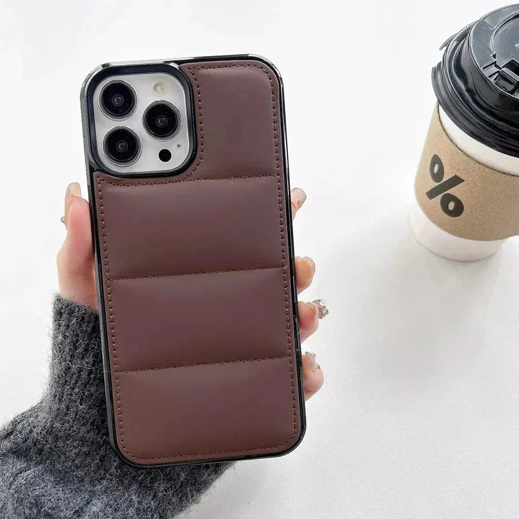 Puffer Pattern Soft TPU Hard Case for iPhone 16 iPhone 16 / tan brown - Ktusu
