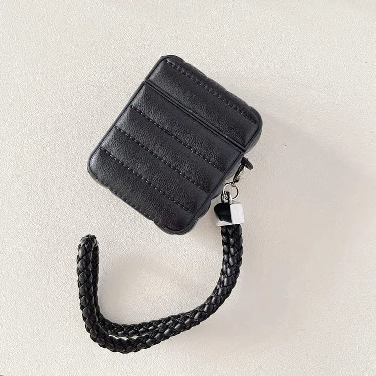 Puffy Pebble Leather Dual Layer Hard Cover for Airpods 3 Airpods 3 / Black - Ktusu
