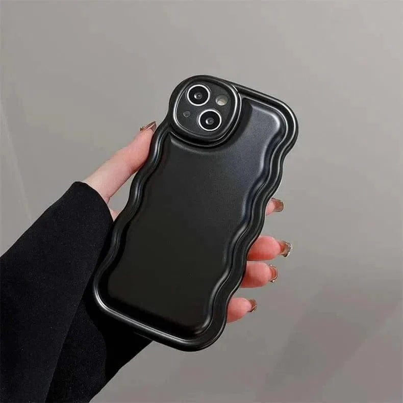 Reflective Shiny Wavy Edge Soft TPU Case for iPhone 13 iPhone 13 / Black - Ktusu