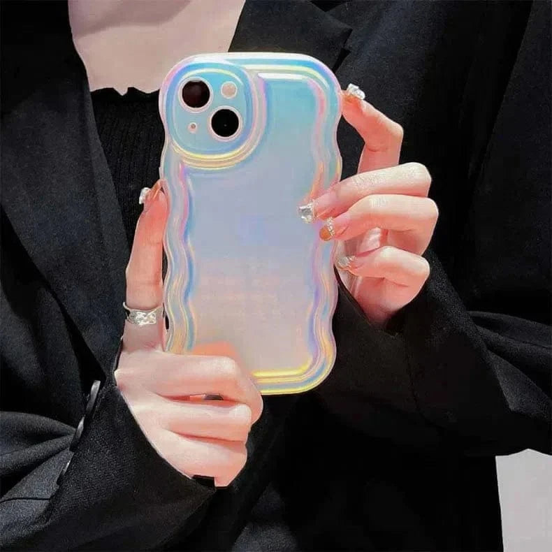 Reflective Shiny Wavy Edge Soft TPU Case for iPhone 13 iPhone 13 / Color Reflective - Ktusu