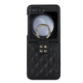 Rhombus PU Leather Ring Case for Samsung Z Flip5 Samsung Z Flip5 / Black - Ktusu